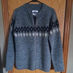Mens Icewear Iceland 100% Wool Sweater Gray With Black And Beige Design Sz. XL